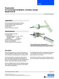Thumbnail of document Data Sheet - HLS-M Magnetic Float Switch